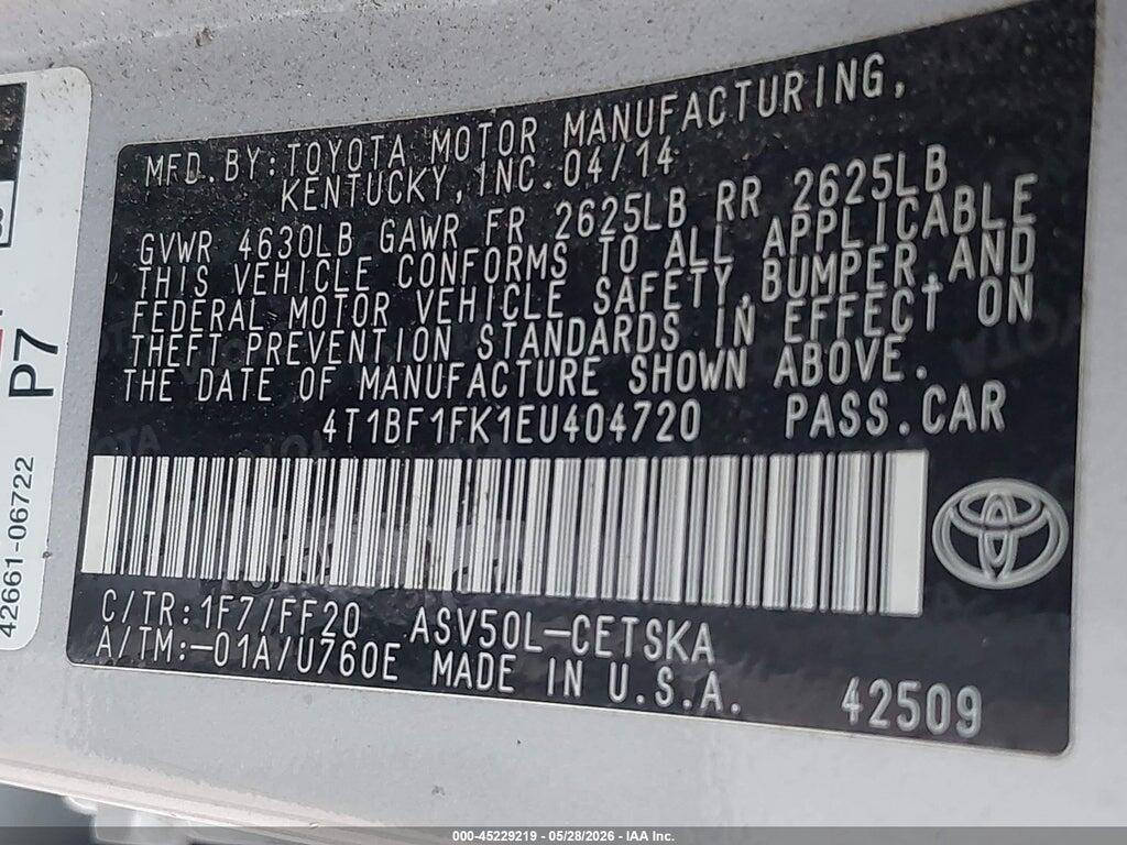 4T1BF1FK1EU404720 2014 TOYOTA CAMRY photo no. 9
