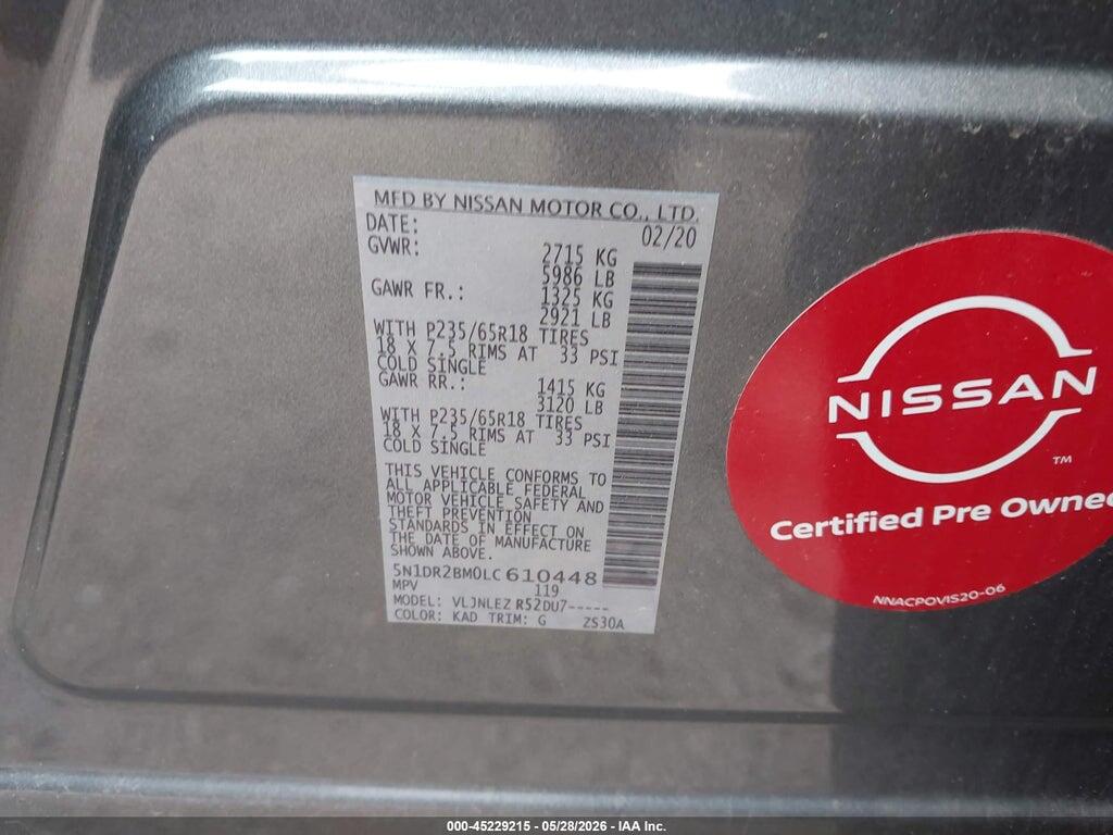 5N1DR2BM0LC610448 2020 NISSAN PATHFINDER photo no. 9