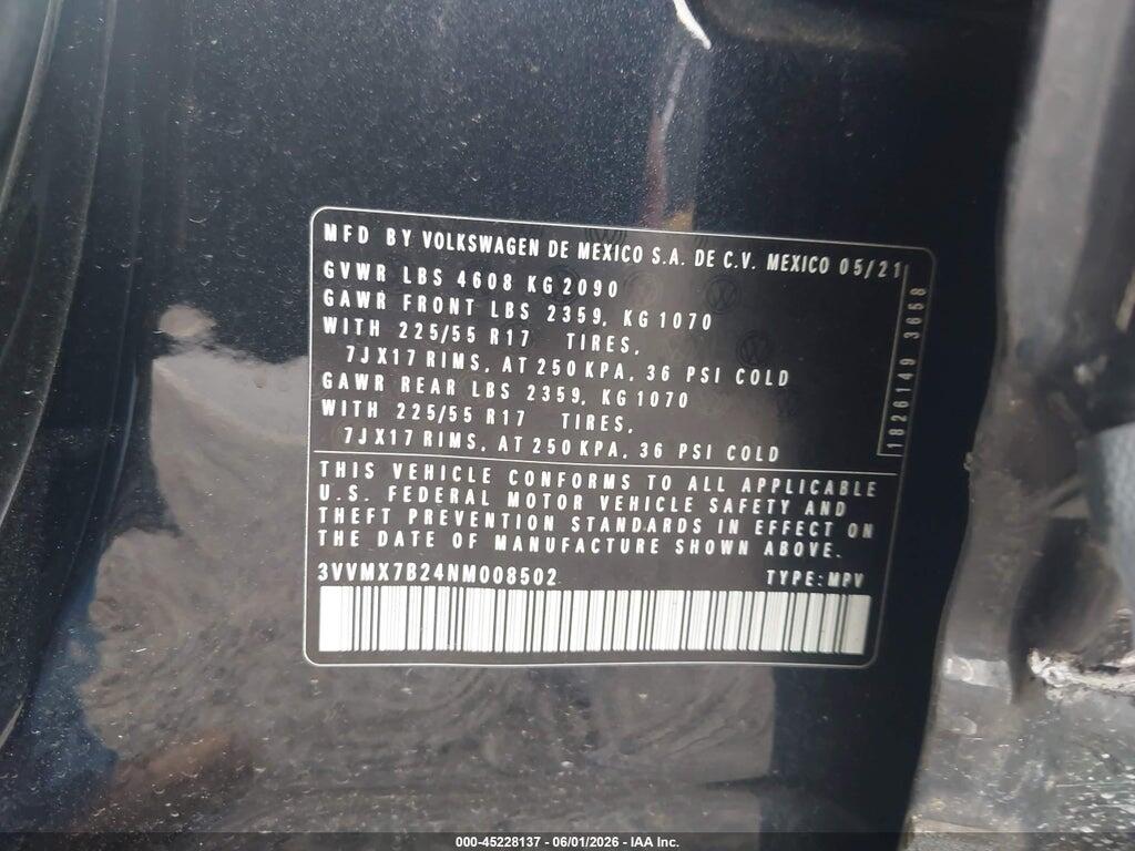 3VVMX7B24NM008502 2022 VOLKSWAGEN TAOS photo no. 9