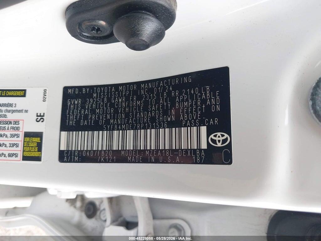 5YFB4MDE7RP131536 2024 TOYOTA COROLLA photo no. 9