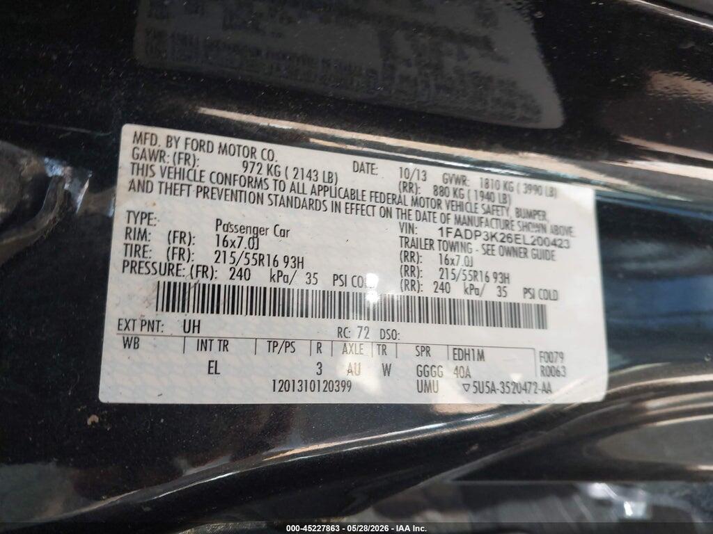 1FADP3K26EL200423 2014 FORD FOCUS photo no. 9