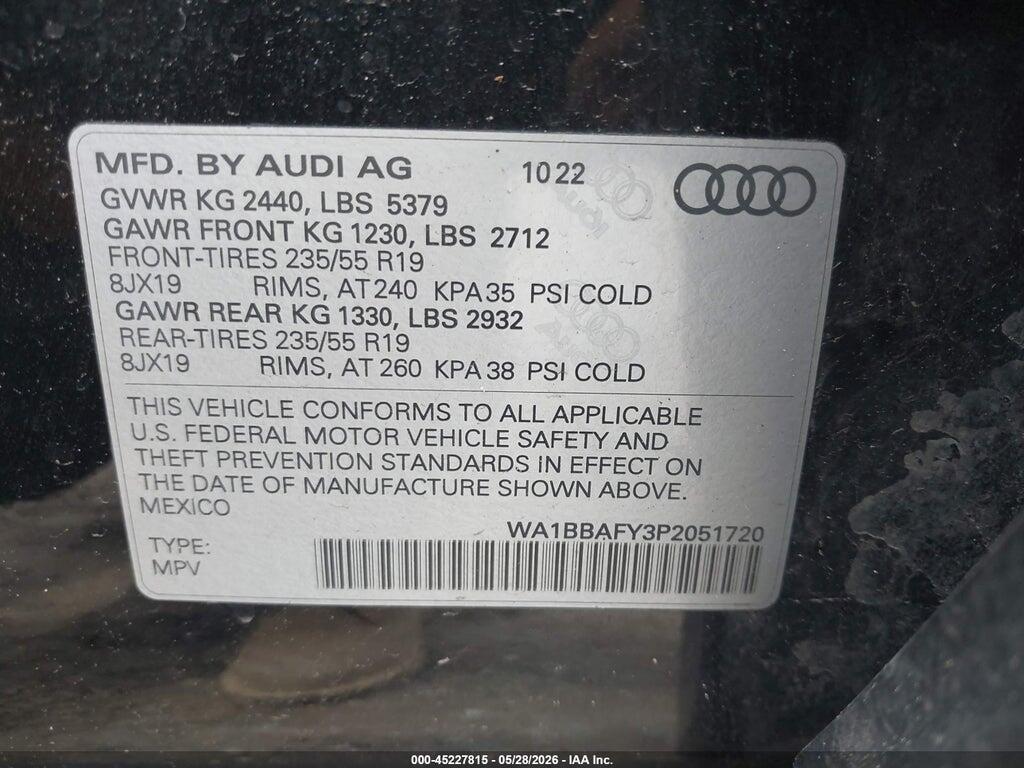 WA1BBAFY3P2051720 2023 AUDI Q5 photo no. 9