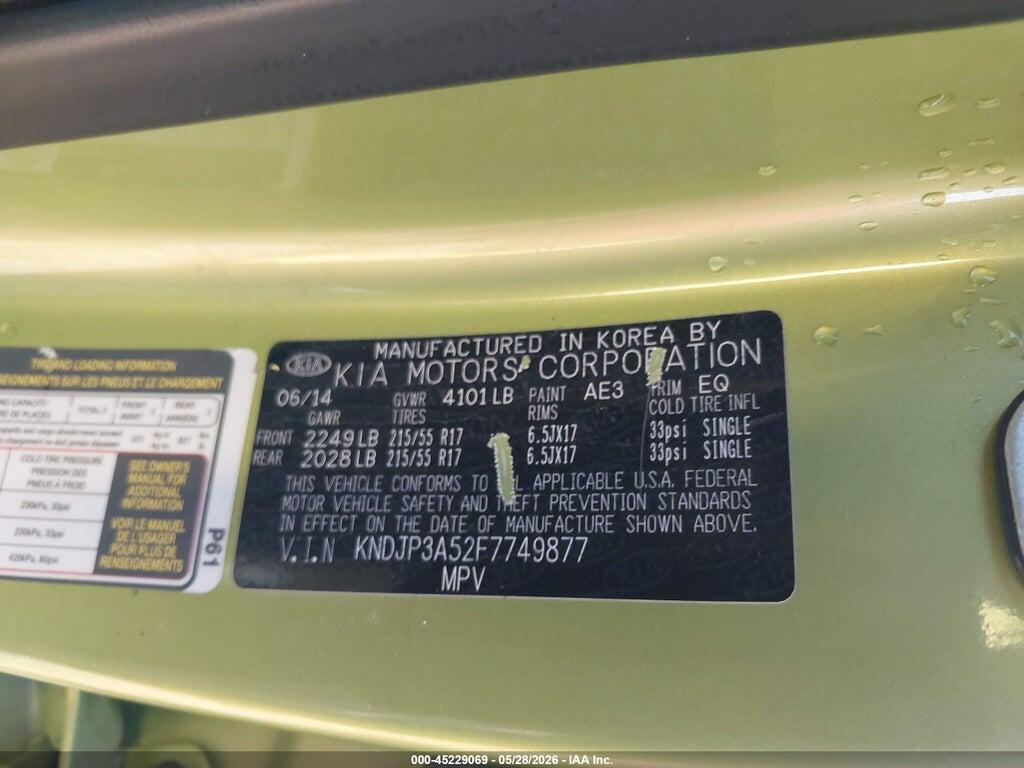 KNDJP3A52F7749877 2015 KIA SOUL photo no. 9