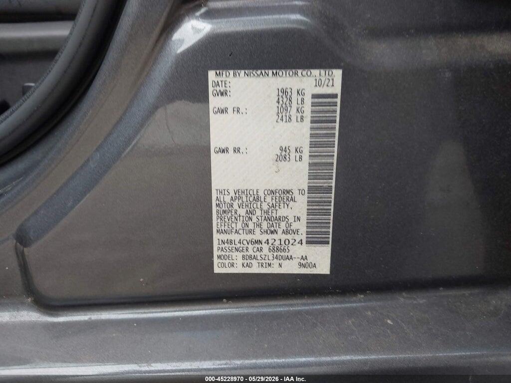 1N4BL4CV6MN421024 2021 NISSAN ALTIMA photo no. 9