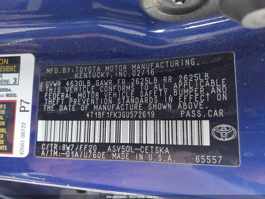 4T1BF1FK3GU572619 2016 TOYOTA CAMRY photo no. 9