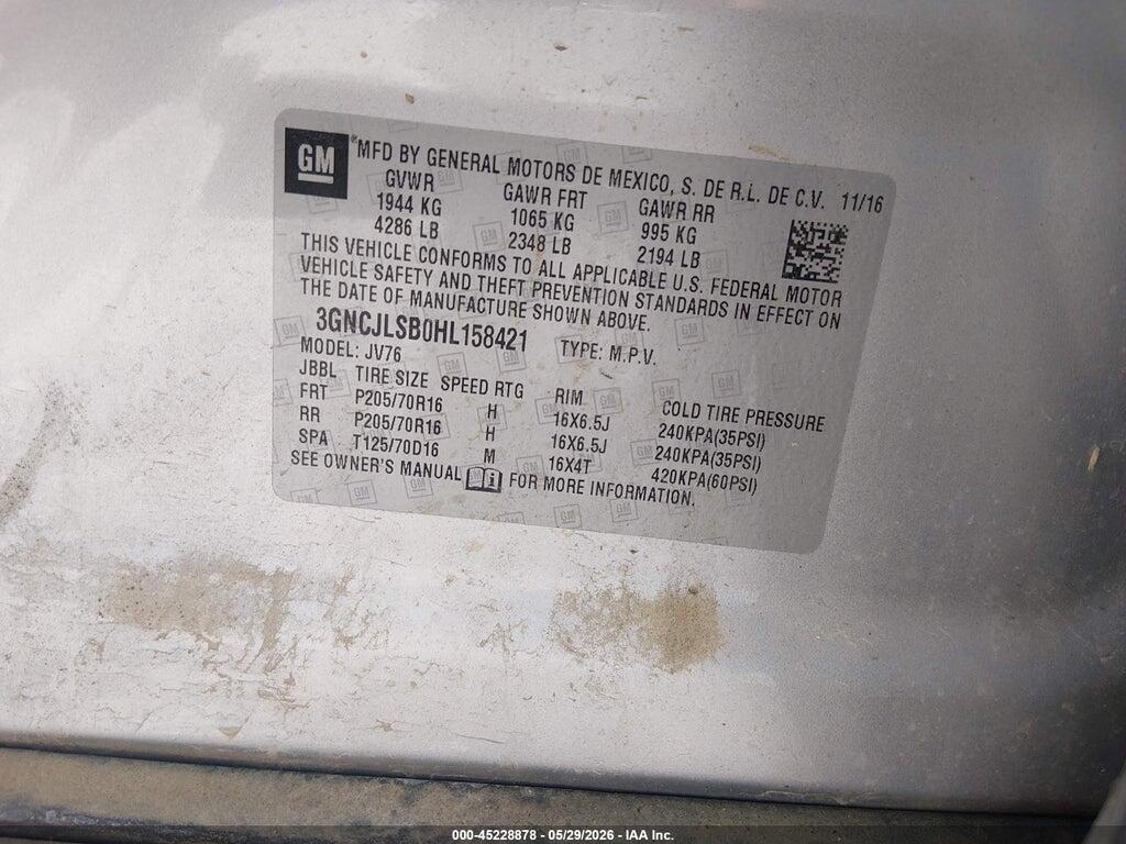 3GNCJLSB0HL158421 2017 CHEVROLET TRAX photo no. 9