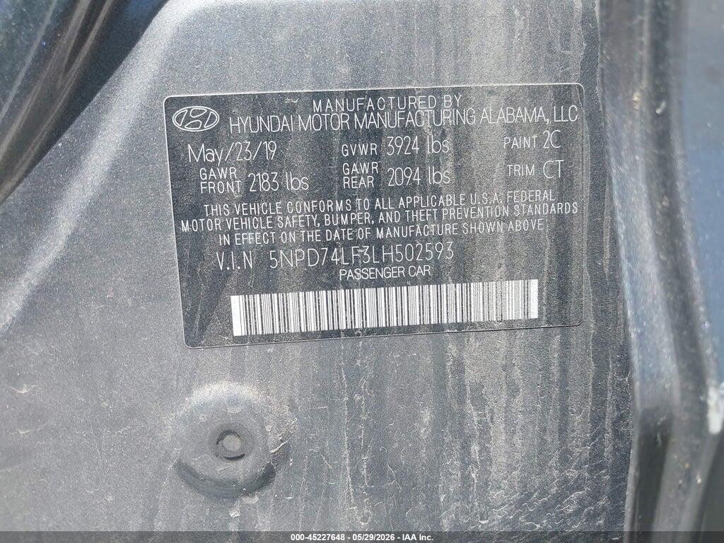 5NPD74LF3LH502593 2020 HYUNDAI ELANTRA photo no. 9