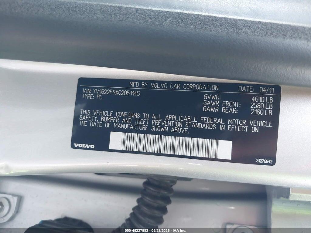 YV1622FSXC2051145 2012 VOLVO S60 photo no. 9