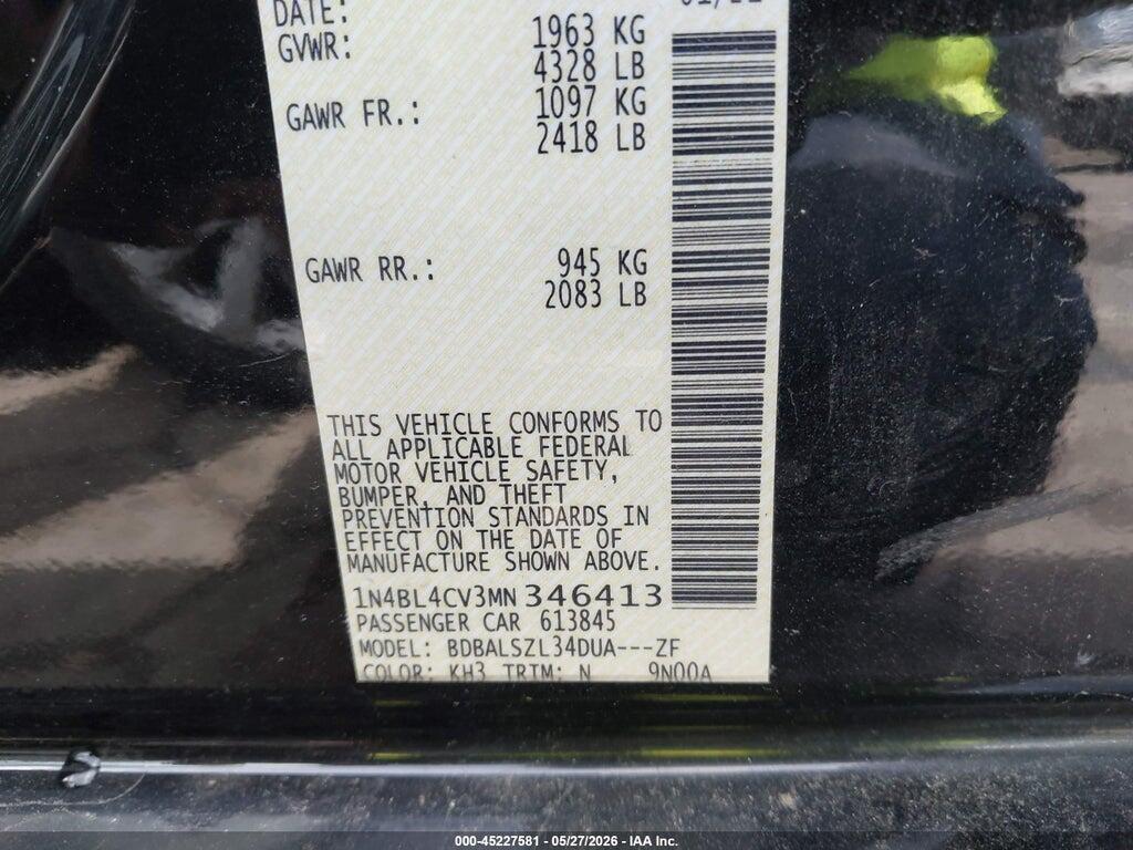 1N4BL4CV3MN346413 2021 NISSAN ALTIMA photo no. 9