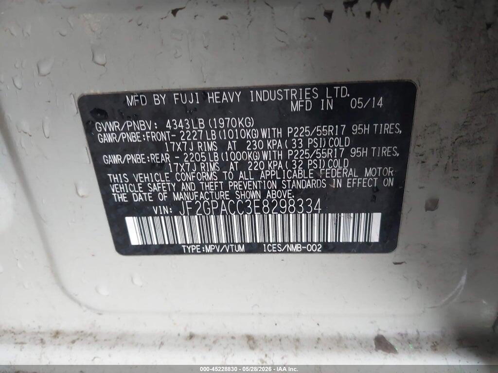 JF2GPACC3E8298334 2014 SUBARU XV CROSSTREK photo no. 9