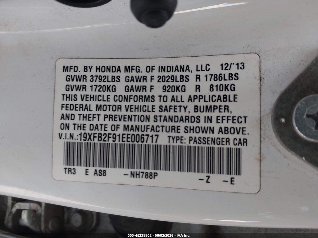 19XFB2F91EE006717 2014 HONDA CIVIC photo no. 9