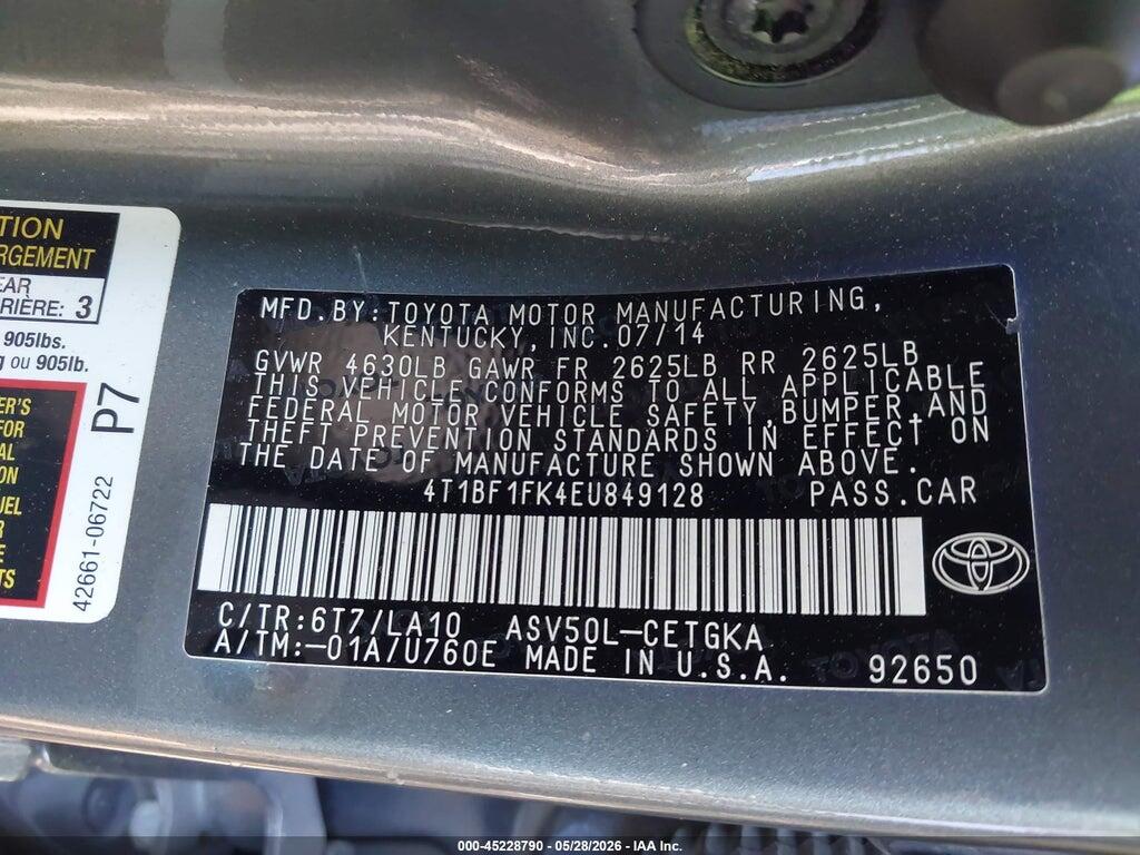4T1BF1FK4EU849128 2014 TOYOTA CAMRY photo no. 9