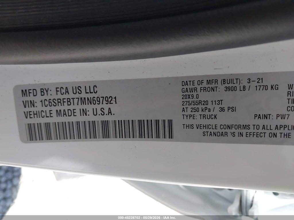 1C6SRFBT7MN697921 2021 RAM 1500 photo no. 9