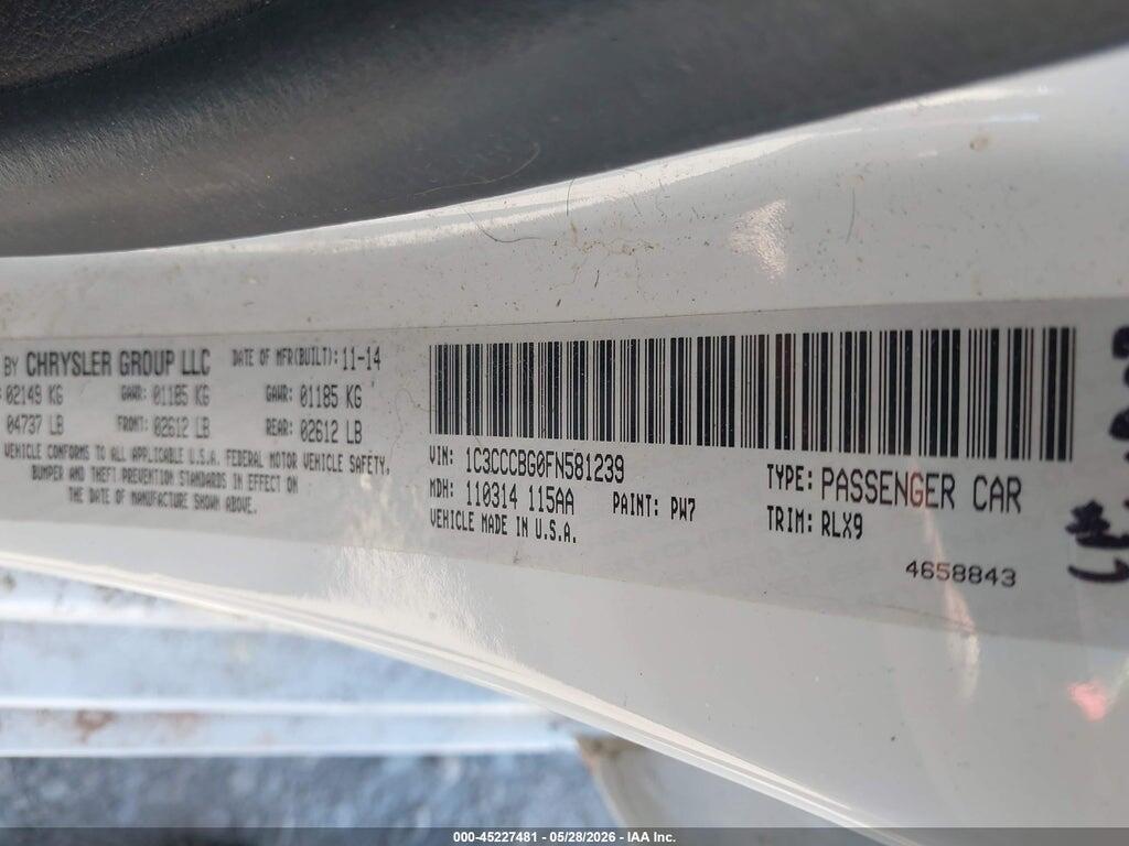 1C3CCCBG0FN581239 2015 CHRYSLER 200 photo no. 9