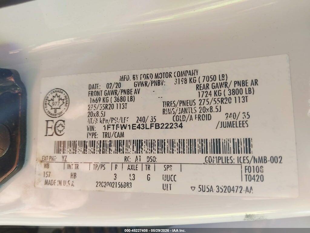 1FTFW1E43LFB22234 2020 FORD F-150 photo no. 9