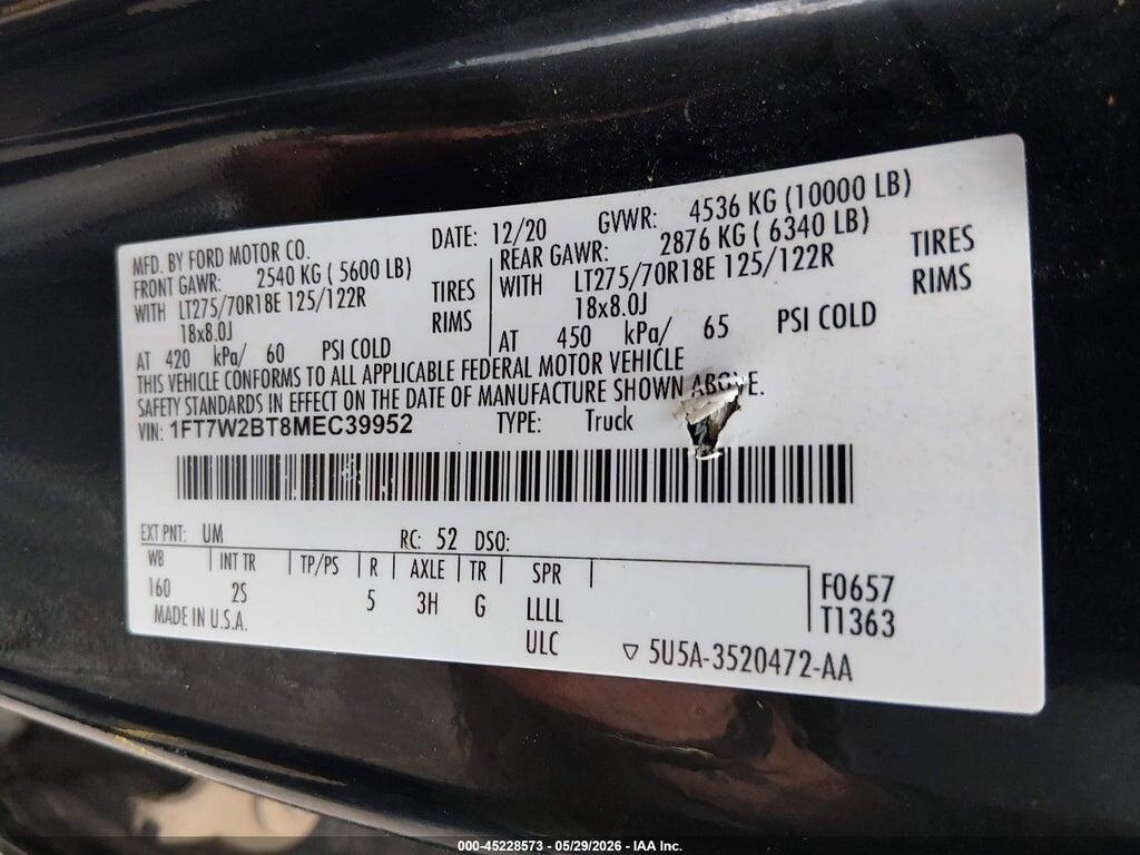 1FT7W2BT8MEC39952 2021 FORD F-250 photo no. 9