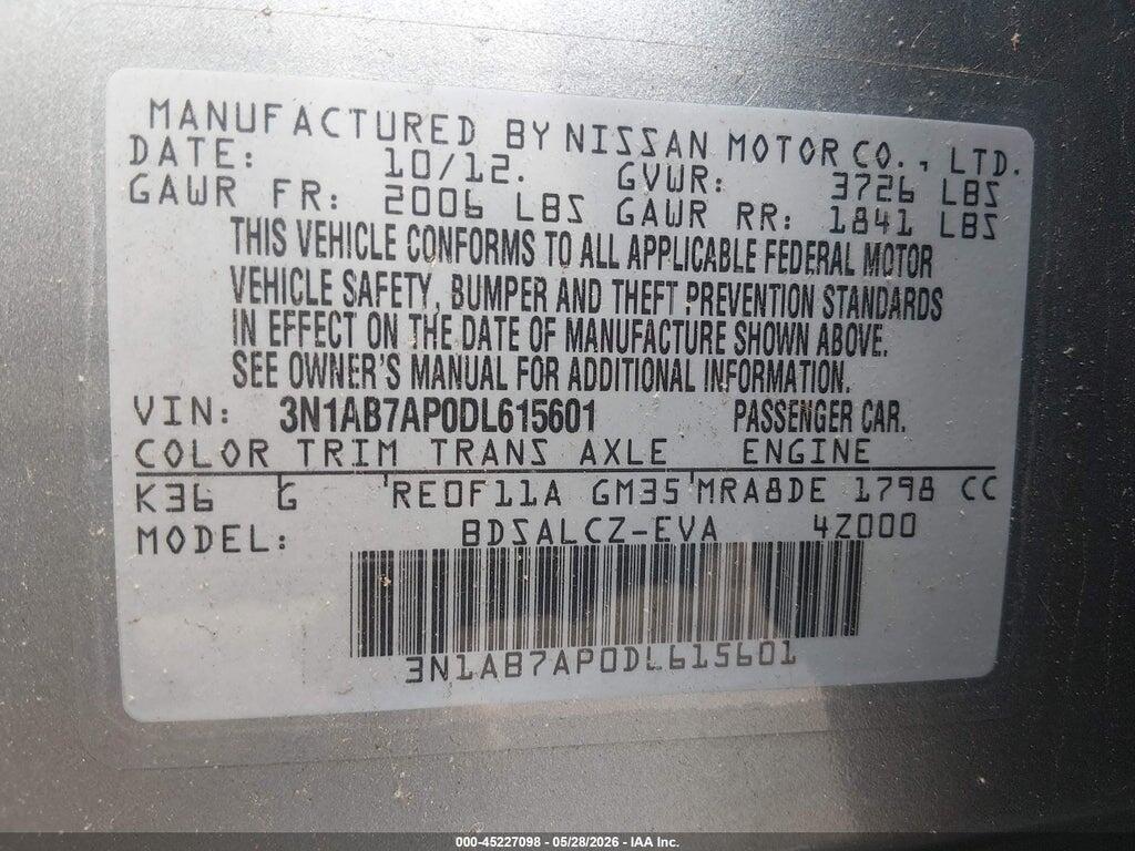 3N1AB7AP0DL615601 2013 NISSAN SENTRA photo no. 9