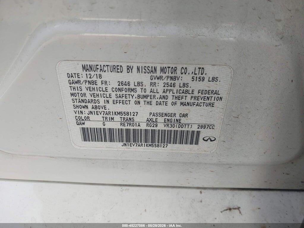JN1EV7AR1KM558127 2019 INFINITI Q50 photo no. 9