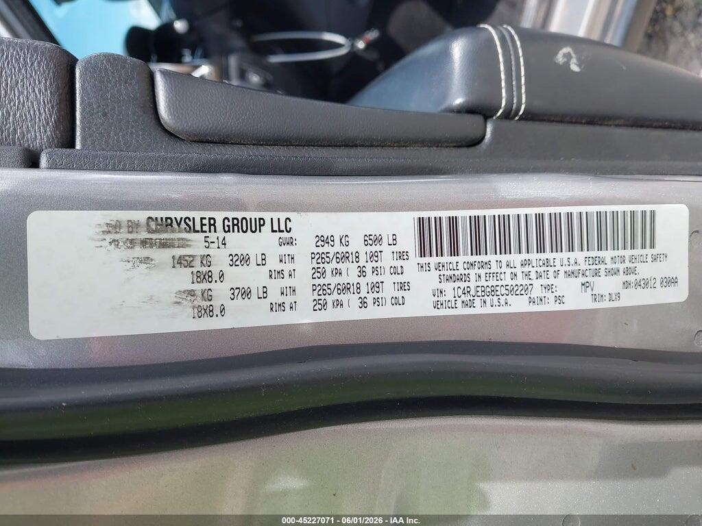 1C4RJEBG8EC502207 2014 JEEP GRAND CHEROKEE photo no. 9