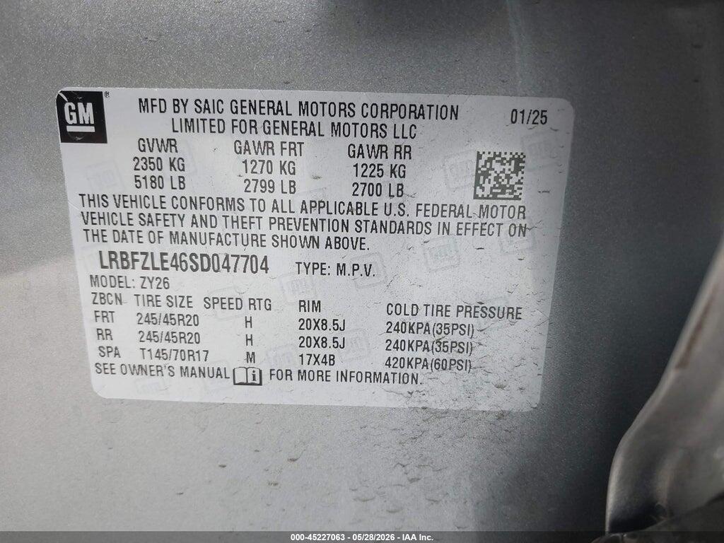LRBFZLE46SD047704 2025 BUICK ENVISION photo no. 9