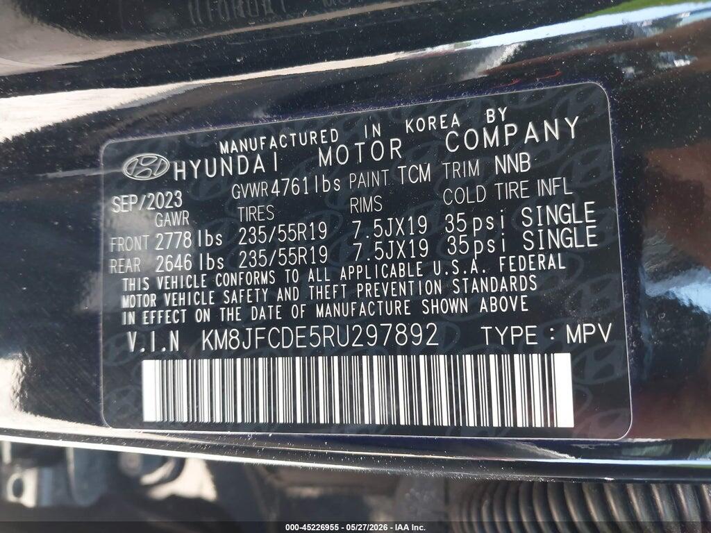 KM8JFCDE5RU297892 2024 HYUNDAI TUCSON photo no. 9