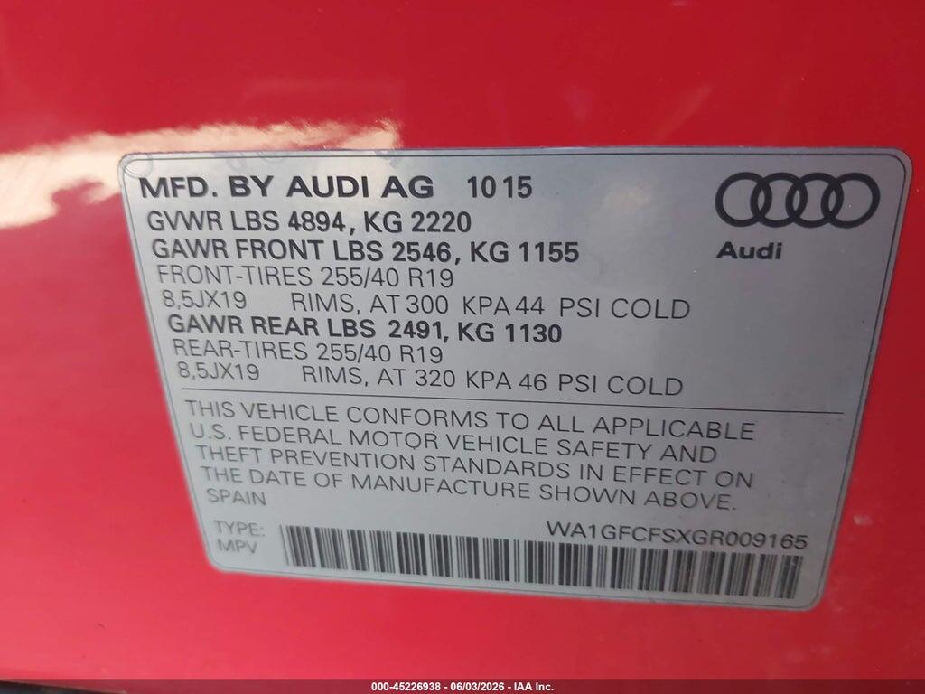 WA1GFCFSXGR009165 2016 AUDI Q3 photo no. 9