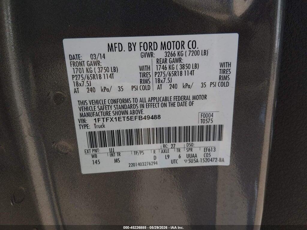 1FTFX1ET5EFB49488 2014 FORD F-150 photo no. 9