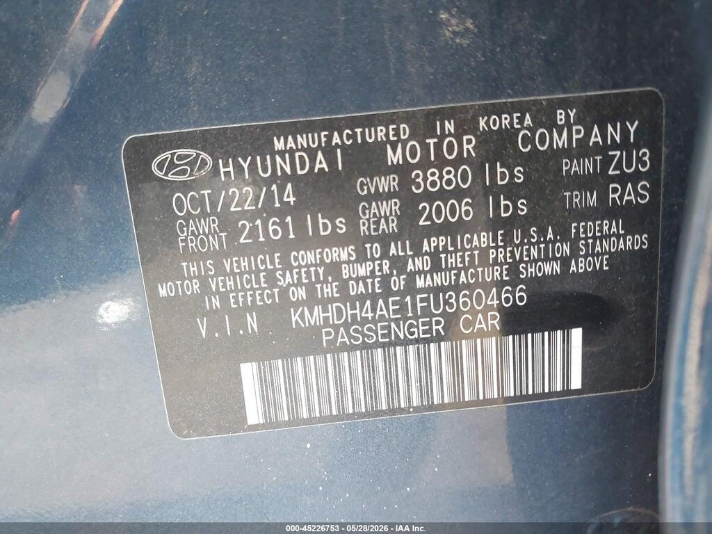 KMHDH4AE1FU360466 2015 HYUNDAI ELANTRA photo no. 9
