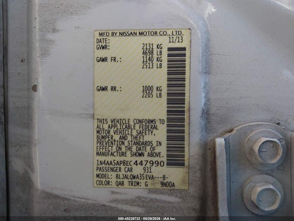 1N4AA5AP8EC447990 2014 NISSAN MAXIMA photo no. 9