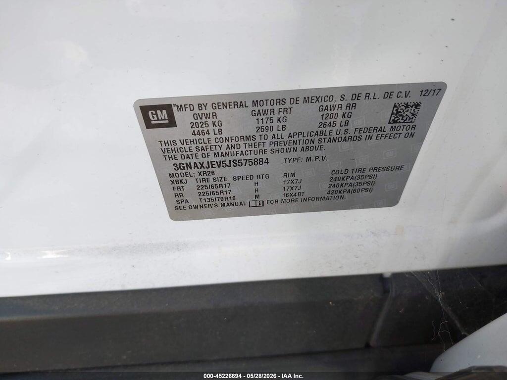 3GNAXJEV5JS575884 2018 CHEVROLET EQUINOX photo no. 9
