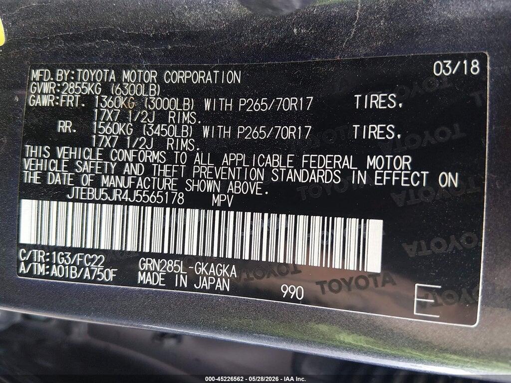 JTEBU5JR4J5565178 2018 TOYOTA 4RUNNER photo no. 9