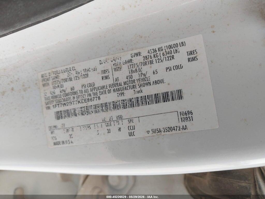1FT7W2BT7KEE86778 2019 FORD F-250 photo no. 9