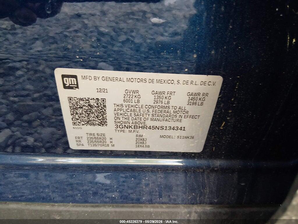 3GNKBHR45NS134341 2022 CHEVROLET BLAZER photo no. 9