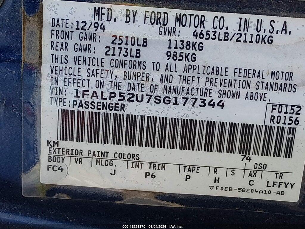 1FALP52U7SG177344 1995 FORD TAURUS photo no. 9