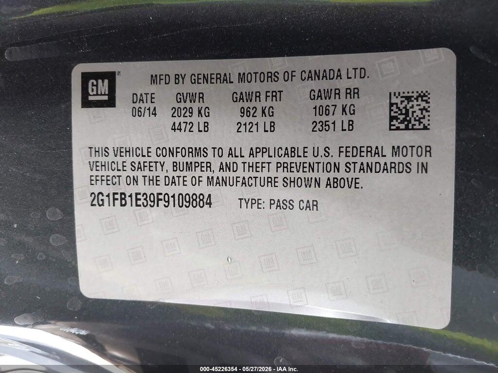 2G1FB1E39F9109884 2015 CHEVROLET CAMARO photo no. 9