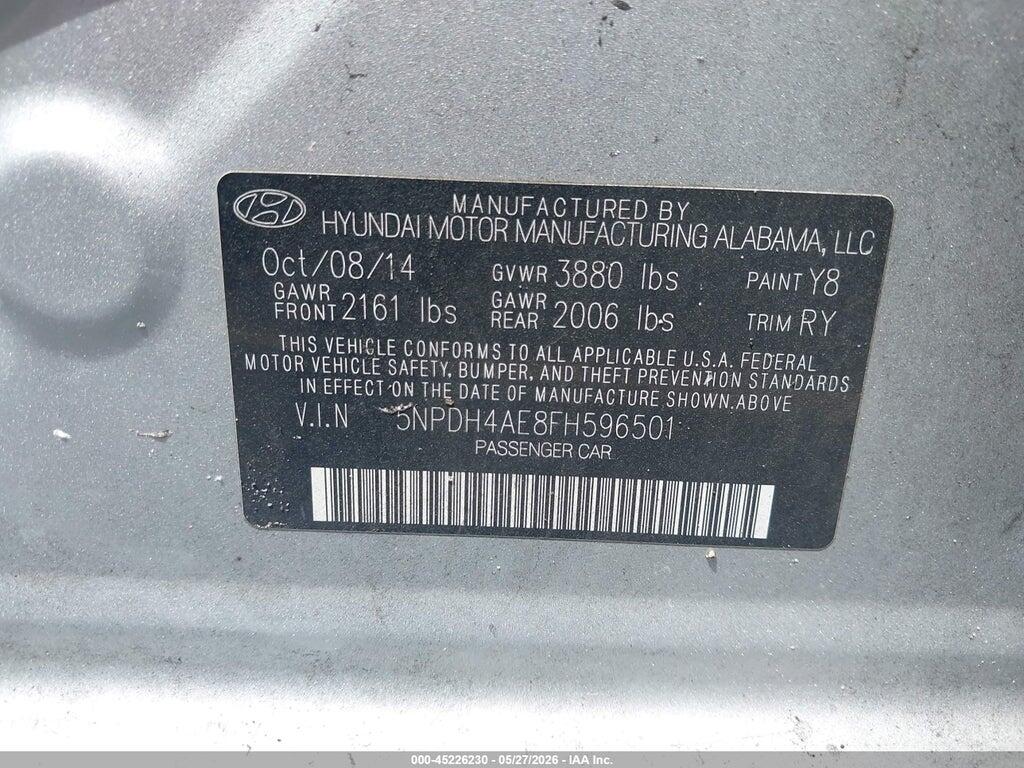 5NPDH4AE8FH596501 2015 HYUNDAI ELANTRA photo no. 9