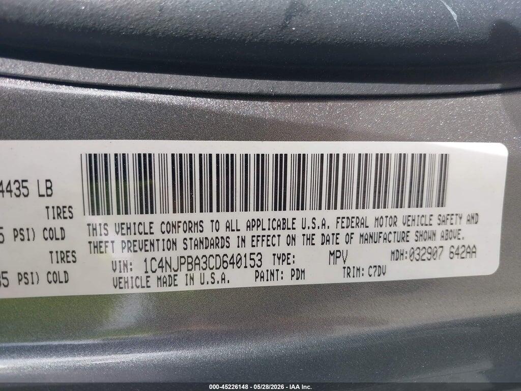 1C4NJPBA3CD640153 2012 JEEP PATRIOT photo no. 9