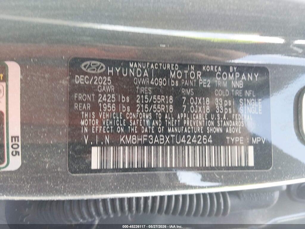 KM8HF3ABXTU424264 2026 HYUNDAI KONA photo no. 9