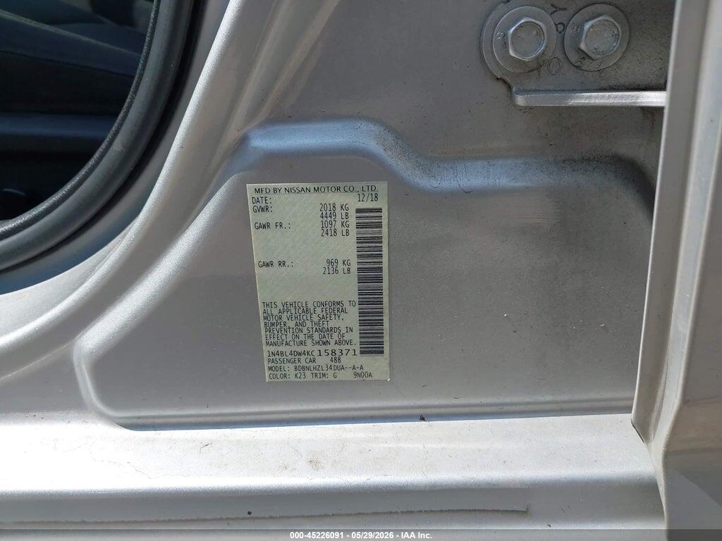 1N4BL4DW4KC158371 2019 NISSAN ALTIMA photo no. 9