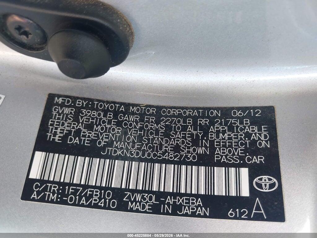 JTDKN3DU0C5482730 2012 TOYOTA PRIUS photo no. 9