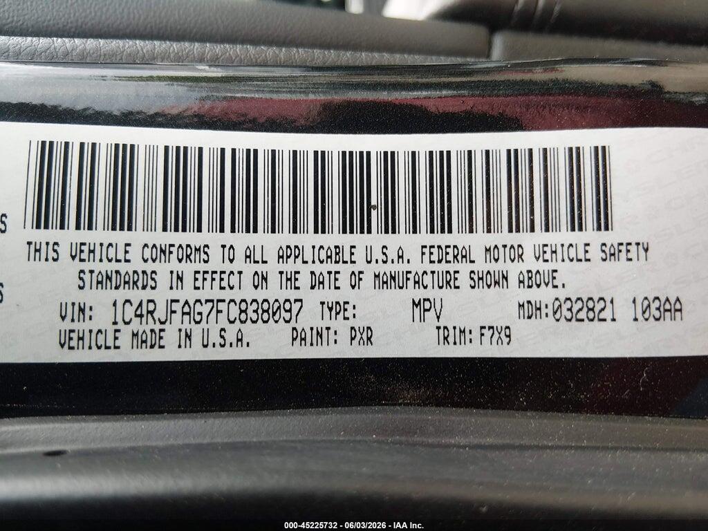 1C4RJFAG7FC838097 2015 JEEP GRAND CHEROKEE photo no. 9