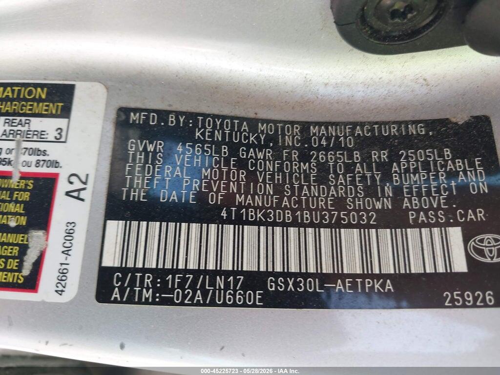 4T1BK3DB1BU375032 2011 TOYOTA AVALON photo no. 9