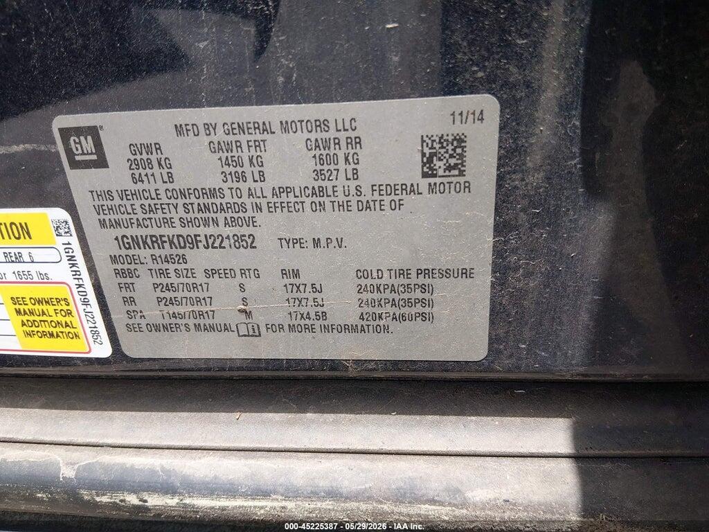 1GNKRFKD9FJ221852 2015 CHEVROLET TRAVERSE photo no. 9