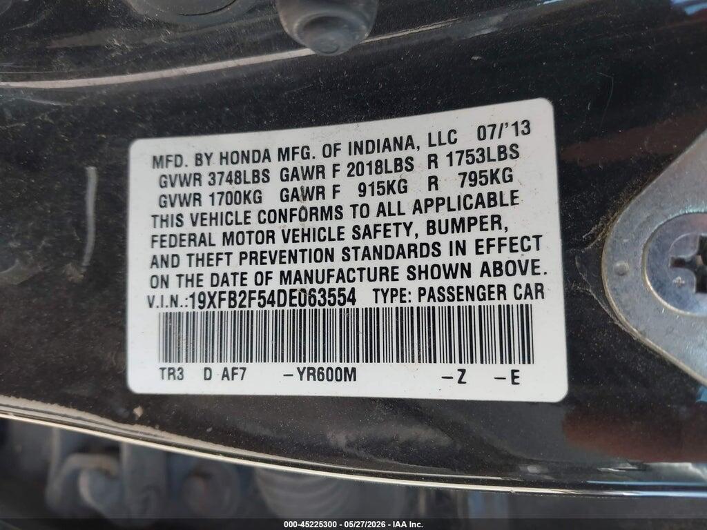 19XFB2F54DE063554 2013 HONDA CIVIC photo no. 9