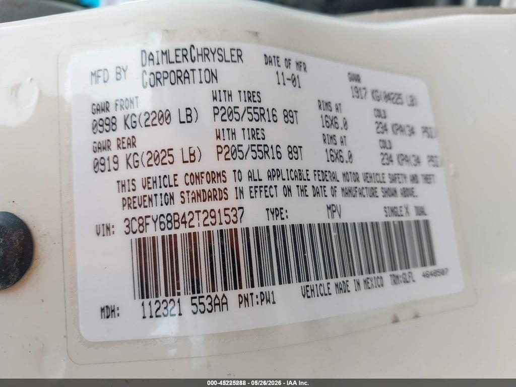 3C8FY68B42T291537 2002 CHRYSLER PT CRUISER photo no. 9