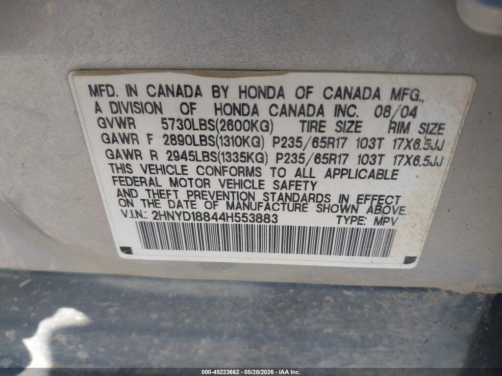 2HNYD18844H553883 2004 ACURA MDX photo no. 9