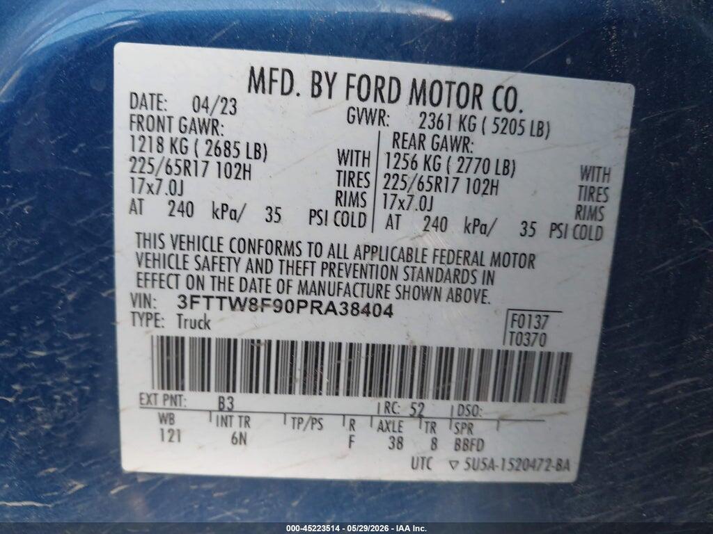 3FTTW8F90PRA38404 2023 FORD MAVERICK photo no. 9