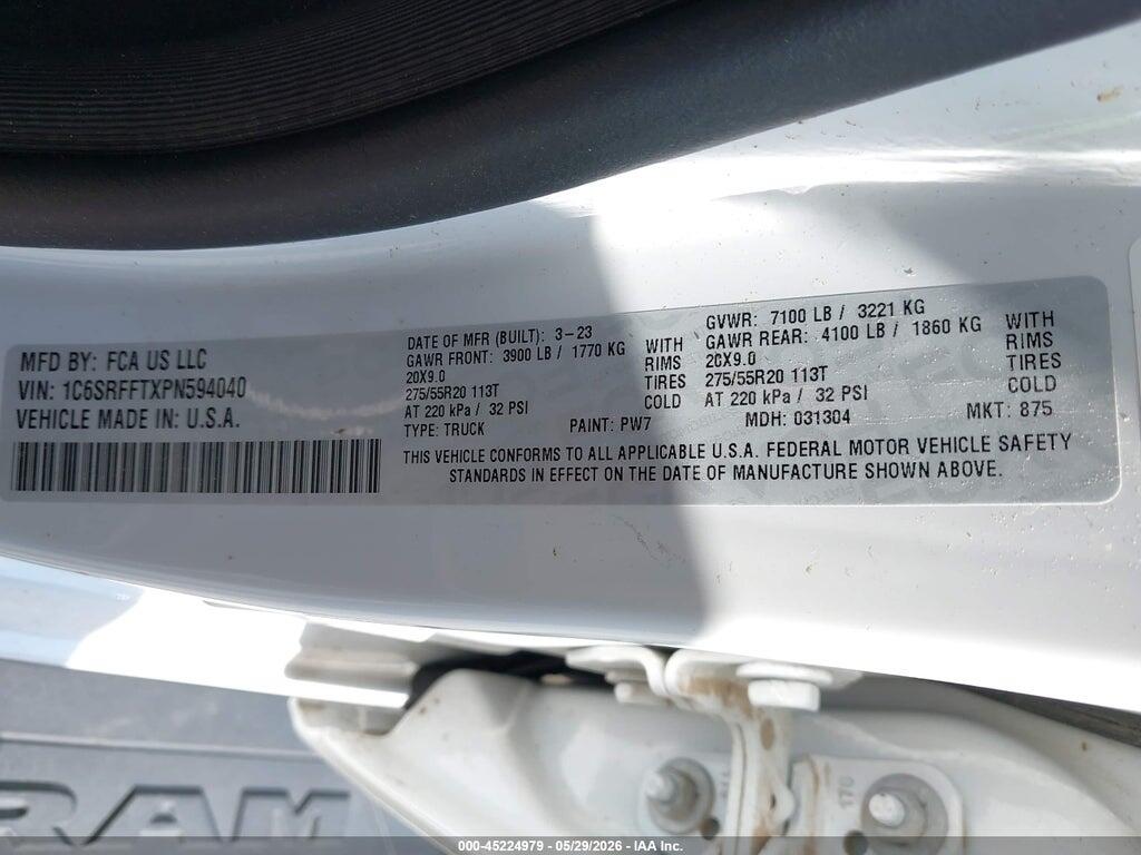 1C6SRFFTXPN594040 2023 RAM 1500 photo no. 9