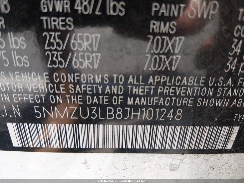 5NMZU3LB8JH101248 2018 HYUNDAI SANTA FE SPORT photo no. 9