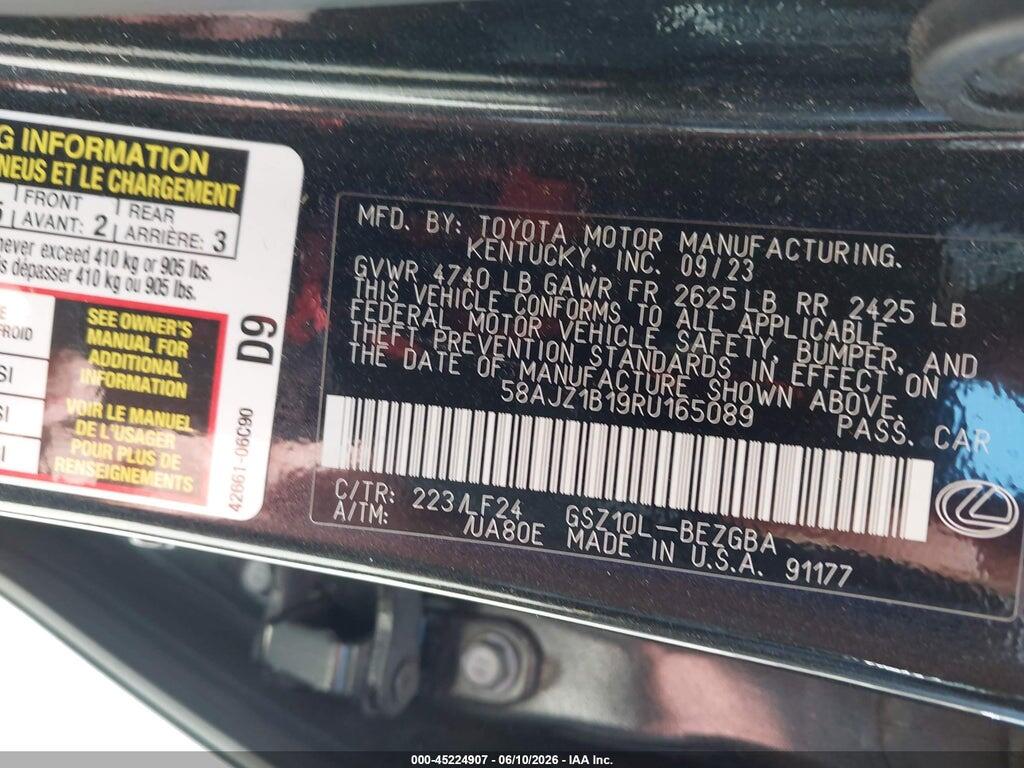 58AJZ1B19RU165089 2024 LEXUS ES 350 photo no. 9